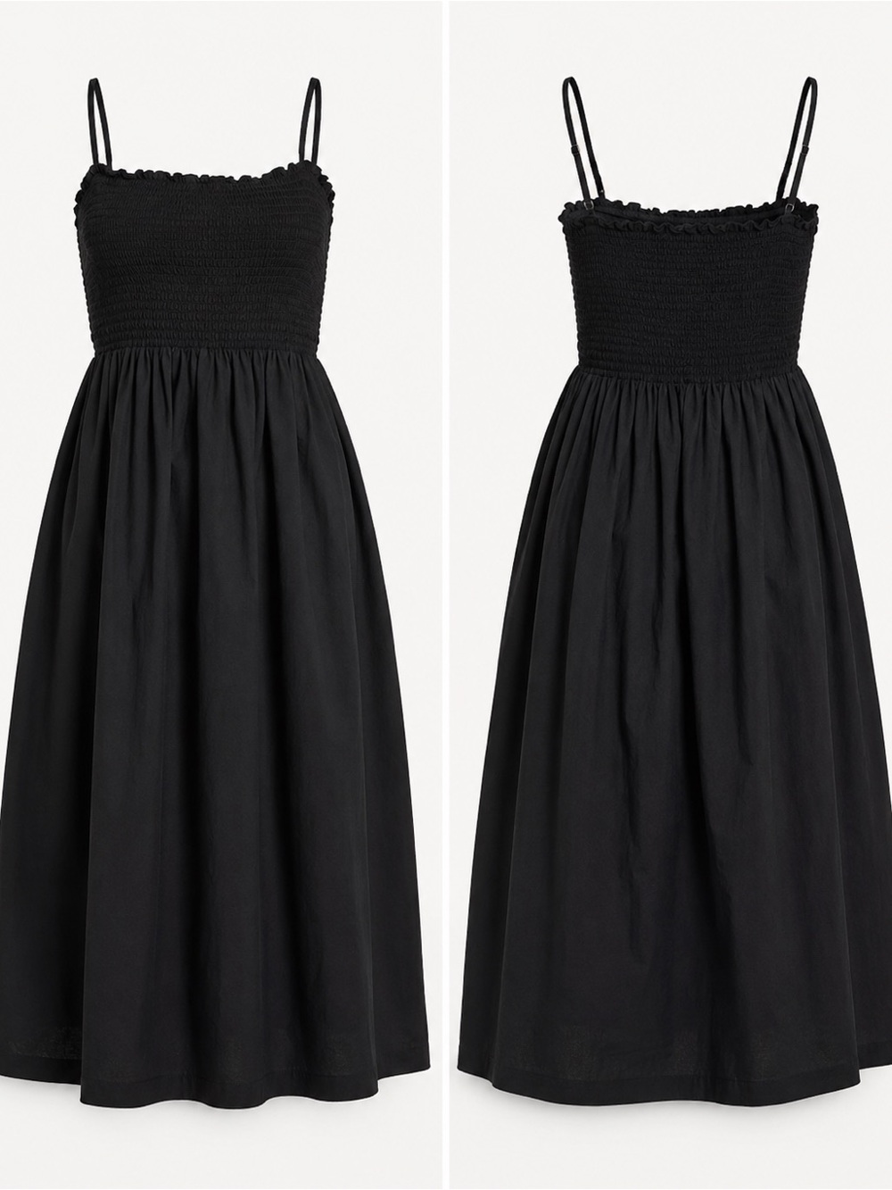 NWT Old Navy Black Smocked Bodice Midi Dress, Size XL